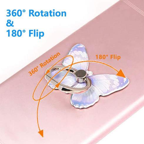 Cute Butterfly Cell Phone Ring Holder Stand, 360° Rotation Grip Compatible with All Smartphones & Tablets (1 Pack