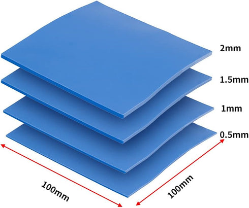4 Pack Thermal Pad,100x100mm 0.5mm 1mm 1.5mm 2mm Highly Efficient Thermal Conductivity 6.0 W/mK,Heat Resistant Silicone Thermal Pads for Laptop Heatsink CPU GPU SSD IC LED Cooler