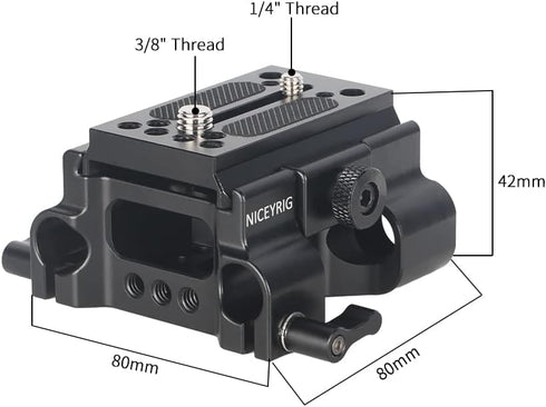 NICEYRIG Quick Release 15mm Rod Base Plate for Manfrotto 500/501/577/701, 2-in-1 Tripod Baseplate