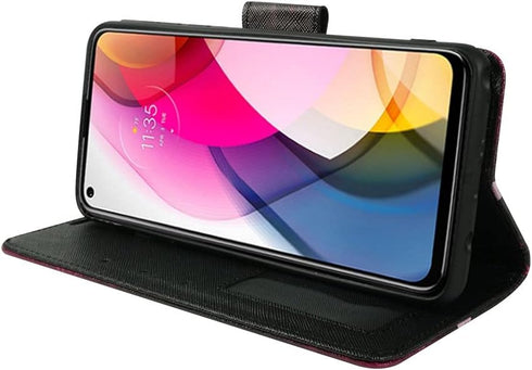ZASE Moto G Stylus 5G Wallet Phone Case for Women, PU Leather Flip Folio Cover with Kickstand and ID Card Slot