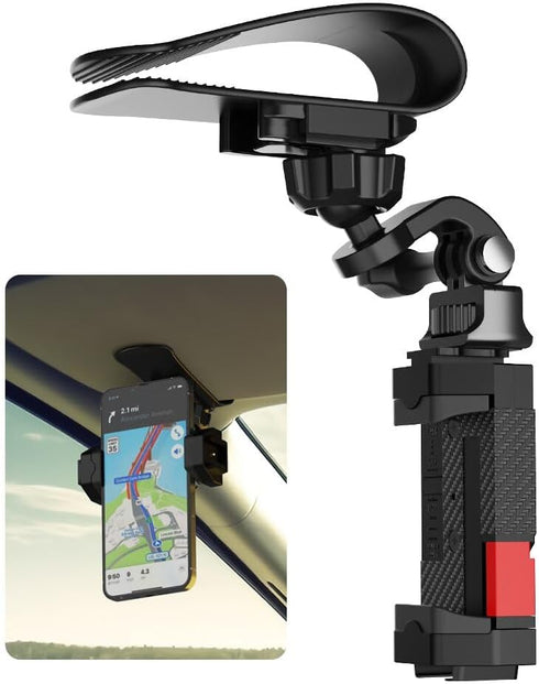 SOH Car Sun Visor Mount, Adjustable Long Arm Phone Holder for iPhone 15 Pro Max/14/13 Pro/Max/Mini/Samsung