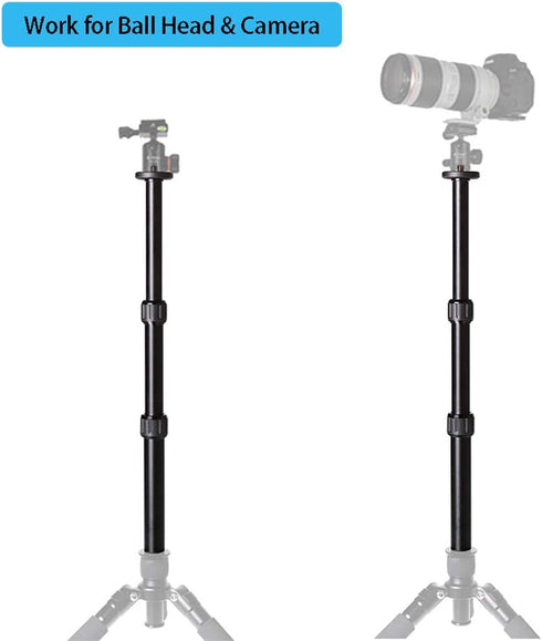 Tripod Center Column Extension, 3 Section Telescopic Rod for Monopod DSLR Photo Studio Outdoor Shooting