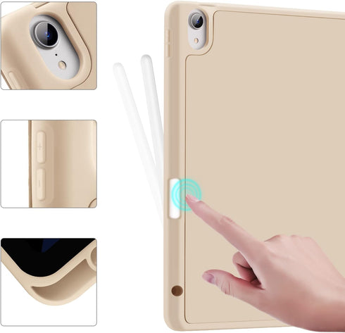LovRug iPad Air 11 Inch Case (M2) 2024, Soft TPU Back Smart Protective Cover with Pencil Holder (Champagne Gold)