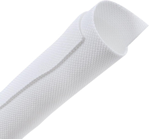Self-Closing Split Braided Cable Organizer, Curly Cord Protector for Car & Computer Desk Audio Wire Covers, White