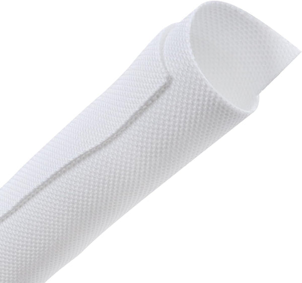 Self-Closing Split Braided Cable Organizer - Curly Cord Protector for Car and Computer Desk Wire Covers (White 1"-22ft)