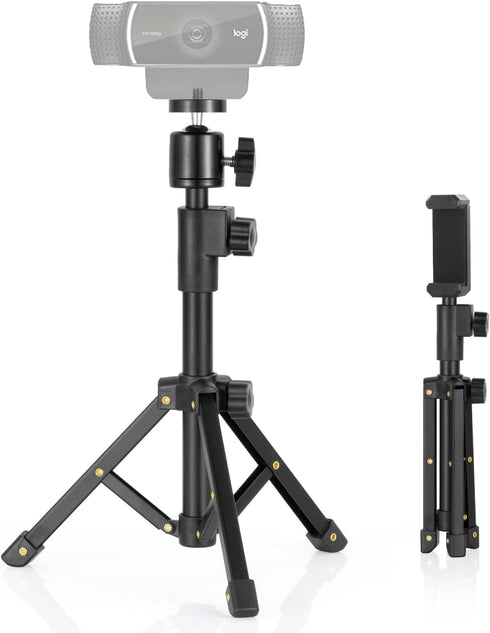 BILIONE Webcam Tripod Stand for Logitech C920 C922 C930e C920S C615 C960 BRIO 4K, Lightweight Mini Extendable Desk