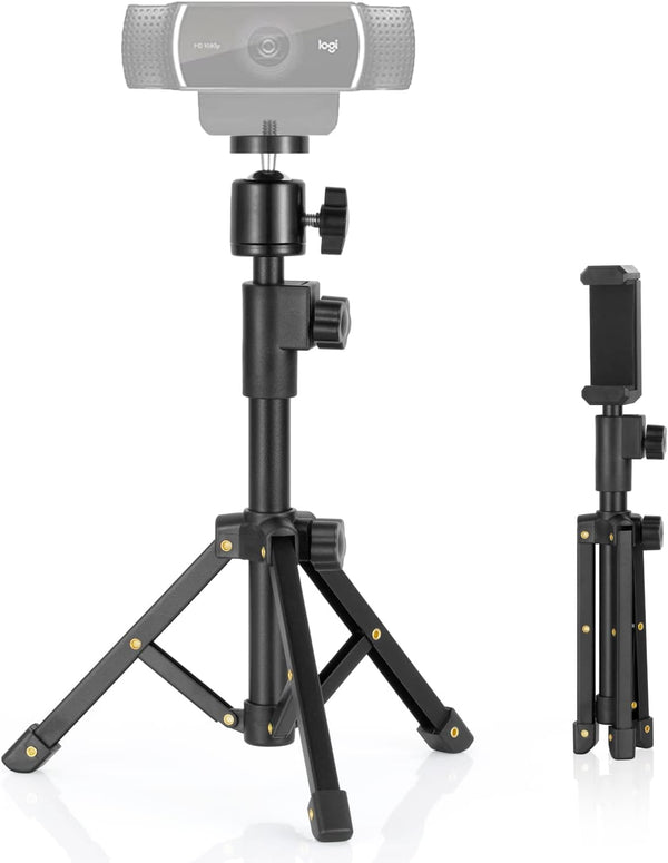 BILIONE Webcam Tripod Stand for Logitech C920 C922 C930e C920S C615 C960 BRIO 4K, Lightweight Mini Extendable Desk