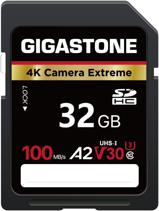 Gigastone 32GB SD Card, 4K Camera Extreme A2 V30 SDHC Memory Card for Canon, Nikon, Sony Cameras