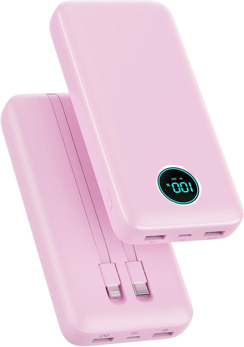 Pxwaxpy Portable Charger PowerBank 40,800mAh with Built-in Cables,25W PD Fast Charging +QC 4.0