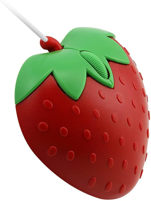 Wired Cute Strawberry Mouse, Small Computer Mouse for Laptop, Pocket Silent USB Optical Mini Corded Mouse, 3 Buttons,