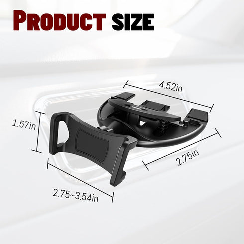 Zpana 360 Car CD Slot Phone Holder, Rotatable Anti-Vibration Sturdy CD Player Vehicles Cellphone Mount, Single-Press