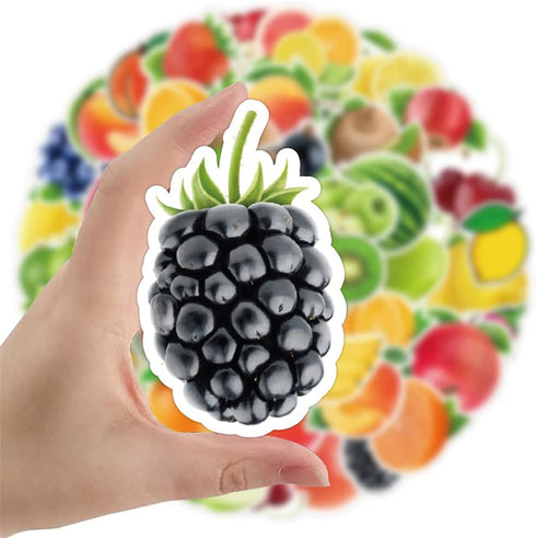Fruits Stickers, 50 Pcs Waterproof Vinyl Decals for Water Bottles, Laptop, Refrigerator, Luggage, and Mobile Phone Décor