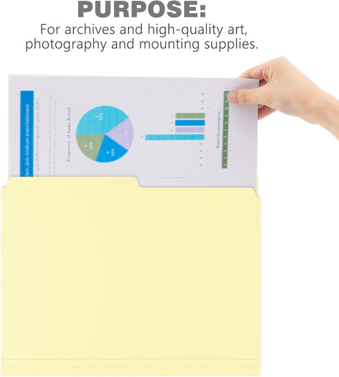 Lineco Archival Legal Size File Folders, Organize Important Documents, 9.5" x 14.75" with 1/2-Cut Tab