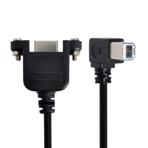CY 100cm 90 USB Type-B Male to Female Extension Cable Right Angled Degree with Screws Panel Mount for Printer Scanner