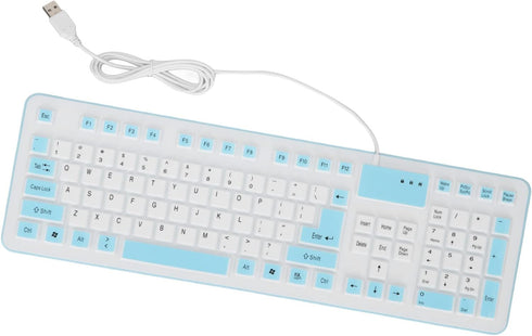 GOWENIC Foldable Silicone Keyboard, 106 Keys Roll Up USB Wired Waterproof Silent Soft Keyboard for PC Laptop Notebook