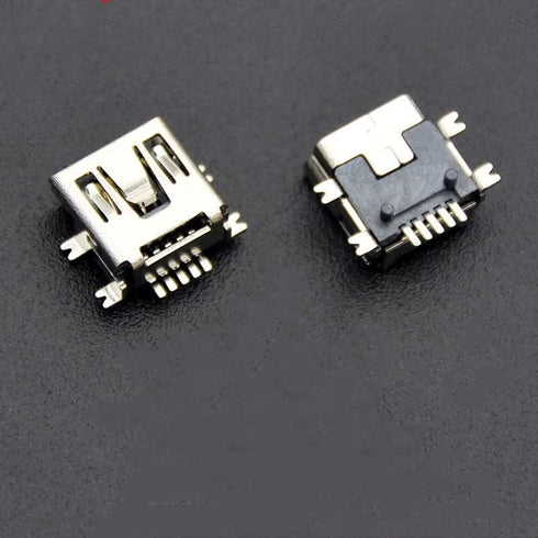 Mini USB Type B Female Port, 5-Pin 180 Degree SMD SMT PCB Jack Socket, 25 Pcs