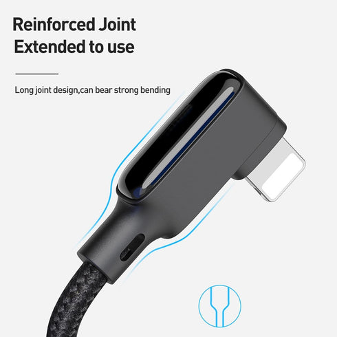 AICase 90 Degree Coiled Charging Cable,Right Angle Design Gaming LED Cord 6ft/1.8m Elastic Nylon Cable,Charge and Sync for Phone XS/XS Max/XR/Phone X/8/8 Plus/7/7 Plus, Pad Pro Air 2 and More by AICase