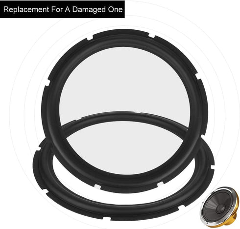 Zerone Speaker Rubber Surround Edge, 12inch Perforated Rubber Edge Rings Replacement Parts for Speaker Repair or DIY (Black)