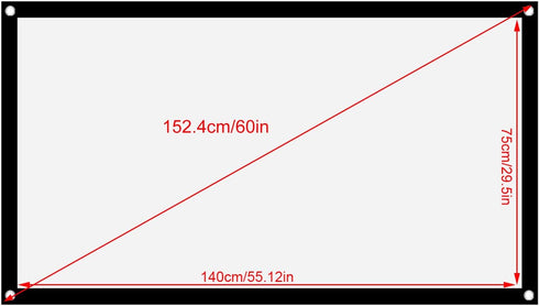 GOWENIC (60inch) Portable Projector Screen, Foldable Non Crease White Polyester, Front Back Projection, Outdoor Camping