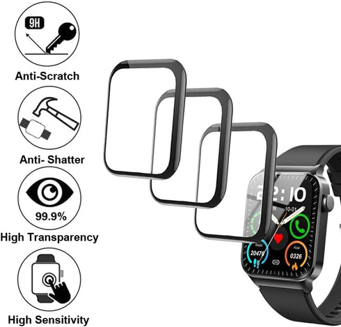 3D Screen Protector for Donerton T50S 1.85” Smart Watch, 3-PACK