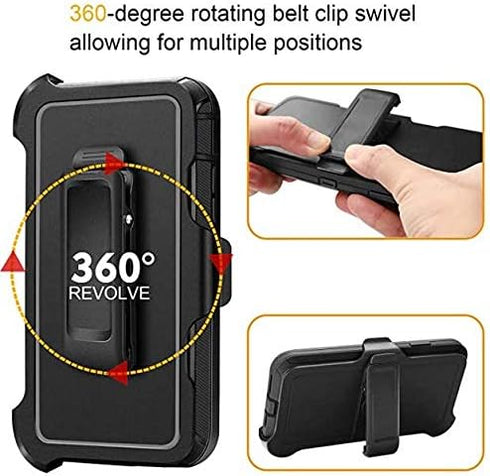 iPhone 11 Case with Belt Clip Holster, Kickstand & 2 Screen Protectors, Heavy Duty Shockproof Drop-Proof Cover 6.1"