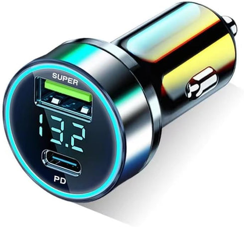 60W USB C Car Charger Adapter with Voltage Detection, PD30W+QC3.0 Fast Charge for iPhone/Android/Samsung/iPad Pro