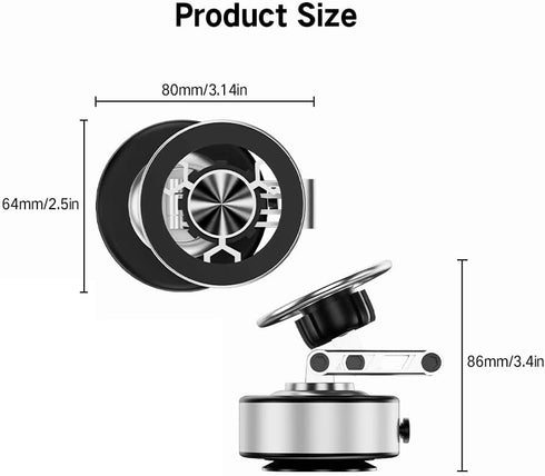 Jemey 360 16/15/14/13, Magnetic Phone Holder for Car, Rotation & Foldable, Electric Vacuum Suction Cup Mount