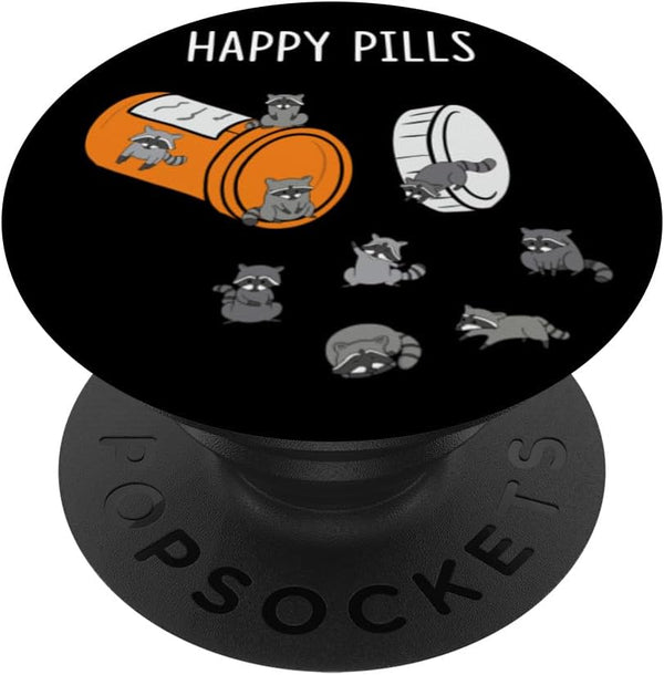 Happy Pills Funny Raccoon Pet Animal PopSockets Standard PopGrip