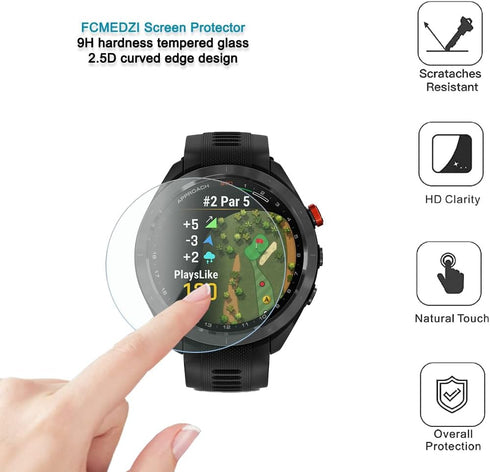 Screen Protector for Garmin Approach s70 42mm Smartwatch, TPU Soft Frame Cover and Tempered Glass Film Pack
