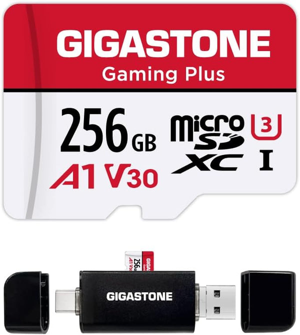 GIGASTONE 256GB Micro SD Card, USB Type C Card Reader, MicroSDXC for Nintendo-Switch, 4K Video Recording