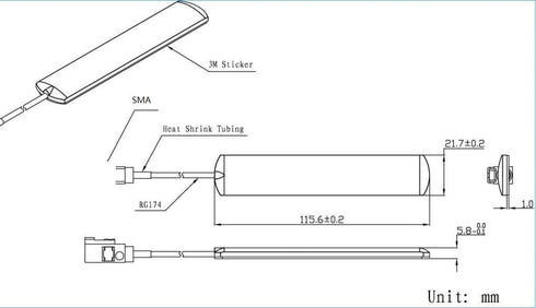 WiFi Antenna Adhesive Mount for WiFi, WiMAX, and Bluetooth, Rectangular Shape