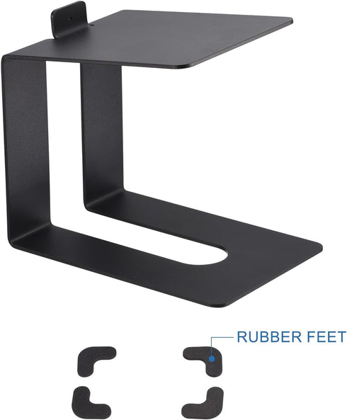 MECCANIXITY Desktop Speaker Stands - Metal Speaker Support with Vibration Absorption Pads, Black, Pack of 2