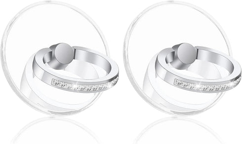ralhaywi 2pcs Diamond Phone Ring Stand HolderRound Transparent Phone Ring Kickstand360 Degree Rotation