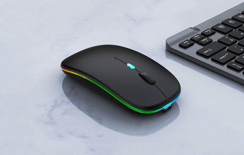 Wireless Bluetooth Mouse,LED Rechargeable Silent Slim Laptop Mouse,Portable(BT5.2/3.0 and USB Receiver) Dual Mode Computer Mouse for Laptop,ipad Tablet,Apple Desktop,Mac.(Black)