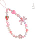 Aesthetic Phone Charms Strap, Kawaii Cute Strawberry Phone Case Charms with Bowknot Heart (Pink)