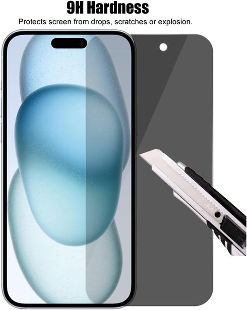 (3+3) For iPhone 15 Plus (6.7") (3 Pack) Anti Spy Private Tempered Glass Film Privacy Screen Protector and (3 Pack)