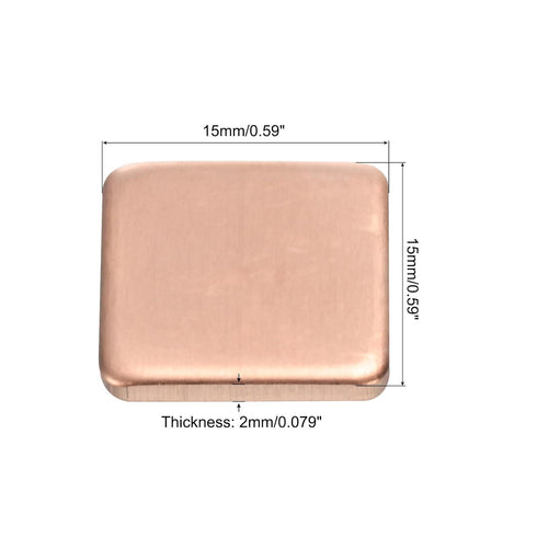 MECCANIXITY Heatsink Copper Pad Shim 15mm x 15mm x 2mm Thermal Conductive Heat Sink for Electronic Chip Cooling Pack of 12