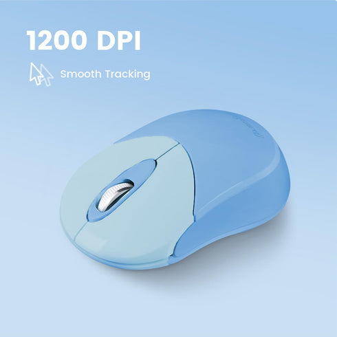 Perixx PERIMICE-802BL Wireless Bluetooth Mouse, Portable Design, Compatible with Windows, iOS, Android, Blue
