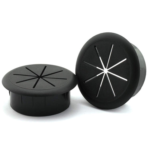 HJ Garden 2pcs Flexible Desk Cord Grommets, 2-3/8 inch Wire Organizer Hole Cover for Office Cable Management (Black)