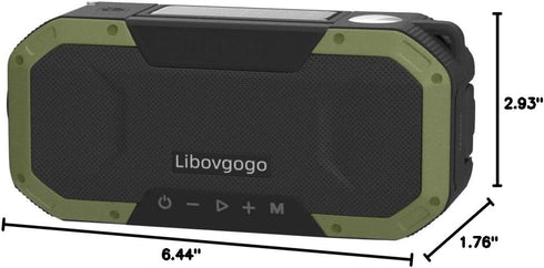 Emergency Radio Waterproof Bluetooth Speaker, Portable AM FM Radio with Flashlight and Solar Panel