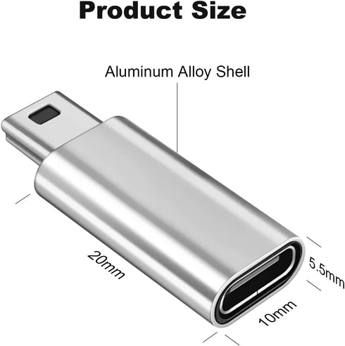 AreMe Mini USB 2.0 to USB C Adapter (4 Pack), Black+Silver Converter for Digital Camera, MP3 Players, GPS, Dash Cam