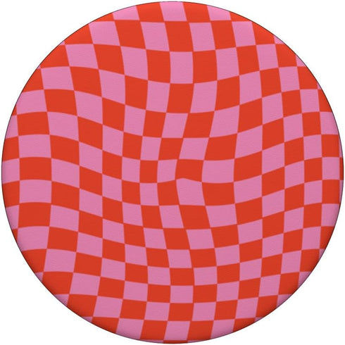 Classic Wavy Checkered Pink Red Checkerboard PopSockets Standard PopGrip