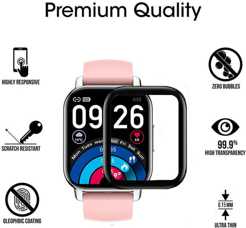 3 Pack Screen Protector Film Compatible with Popglory P66 1.85'' Smartwatch, 3D Full Coverage Anti-Scratch Foils