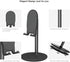 Bright Stone Phone Stand for Desk, Adjustable Cell Phone Holder for 4"-12.9" Phones/Tablet/iPhone/iPad (Black)