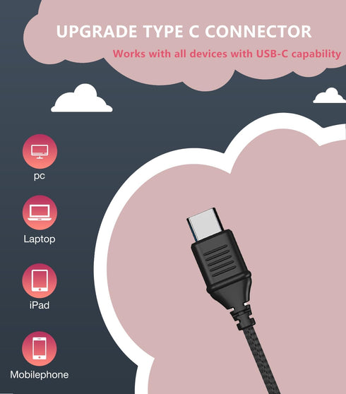 94dB Bywulanda Upgrade USB Type C Kids Headphone for School, Safe Volume Limited, HD Stereo Sound, Foldable Lightweight