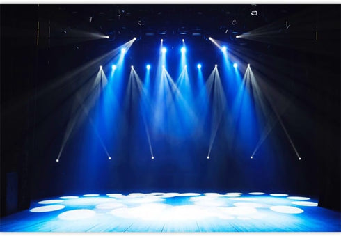 Leowefowa 12x8ft Vinyl Stage Concert Backdrop Spotlight Lights Night Club Photo Background Let's Glow Crazy Theme Party