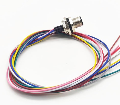 M12 8Pin Male Connector Cable, Waterproof A Coded Straight Back Mount Unshielded Electrical Cable (0.5 Meter)