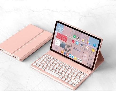 Keyboard Case for Galaxy Tab A7 Lite 8.7 inch - Detachable Candy Color Keyboard Cover with Bluetooth Mouse, Pink