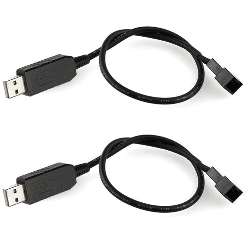 Pack of 2 Full Speed 12V Voltage Step-Up USB to 3-Pin and 4-Pin PC Fan Power Adapter Cable