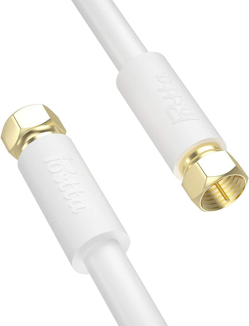 Postta Coaxial Cable (6 Feet), Triple Shielded Digital RG6 Antenna Cable with F-Male Connector Pin, White
